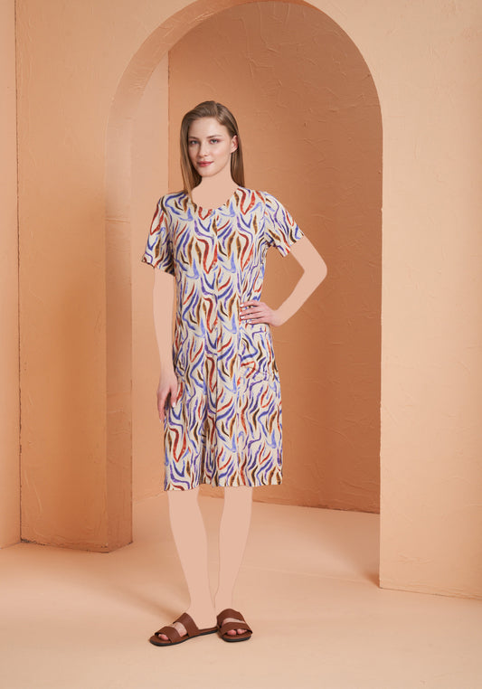 Viscose Lycra Plus Size Short Sleeve Printed Nighty