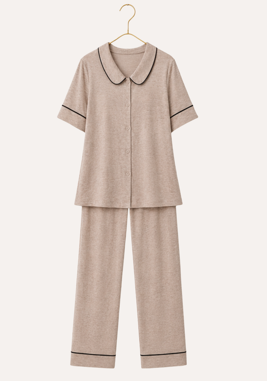 Collar Button Short Sleeve Pajama