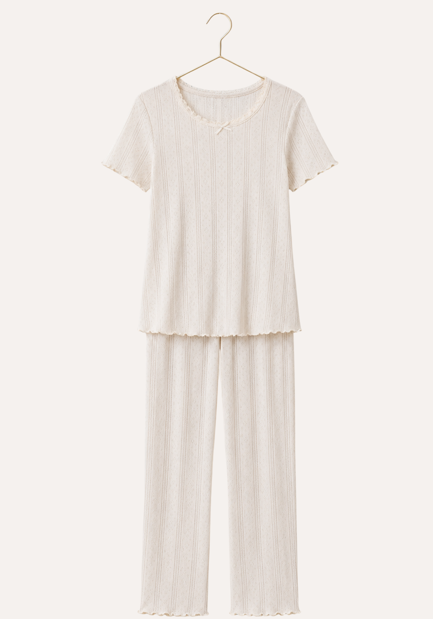 Pointelle Short Sleeve Top And Pant Pajamas