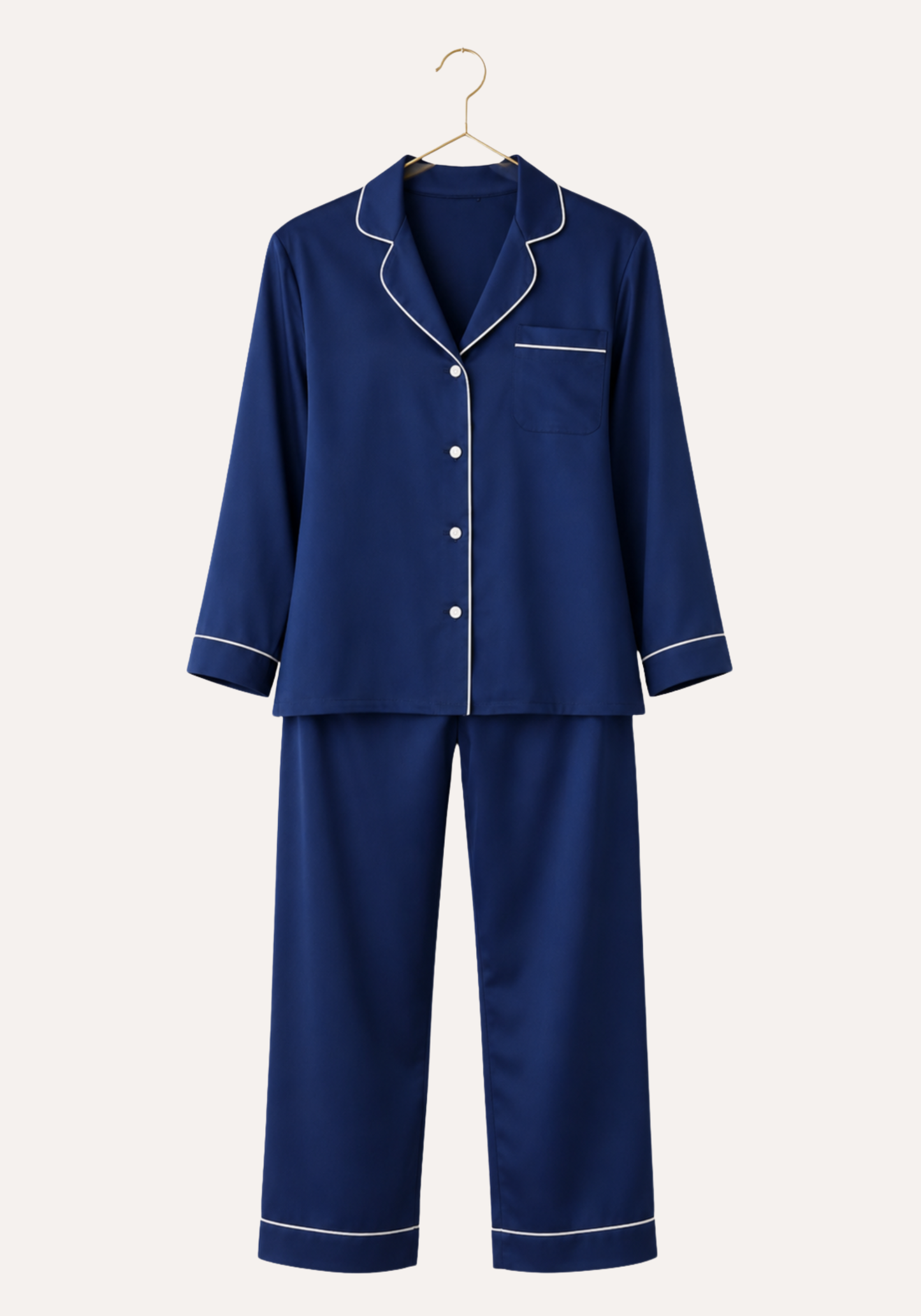 Collar Button Long Sleeve Pajama