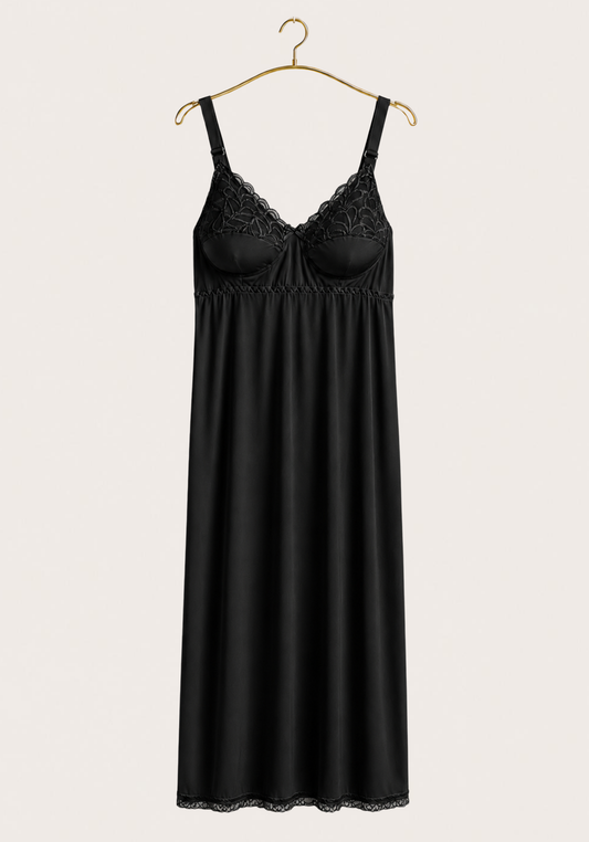 Short Slip: Wide Shoulder Strap Full Lace Unpadded Cup Short Under Slip