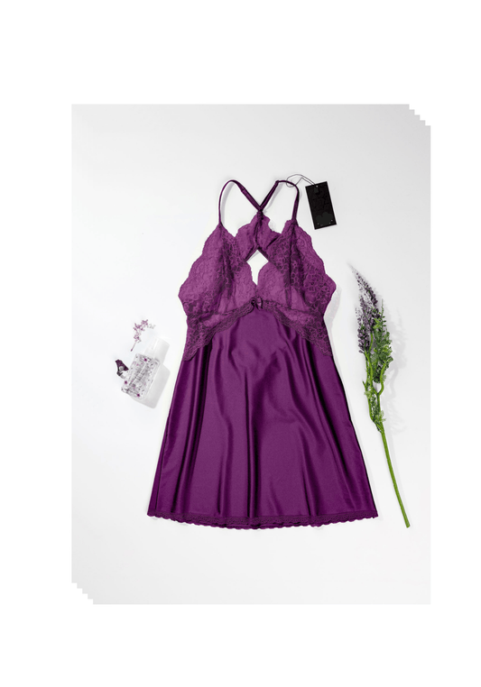 Babydoll: Shoulder Strap Lace Bra Back Lace Satin Babydoll