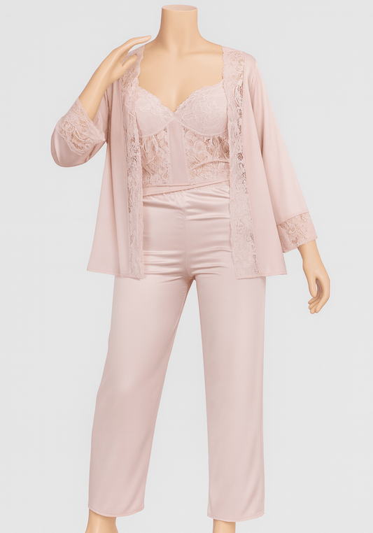 LNGR 3 Piece Satin Pajama