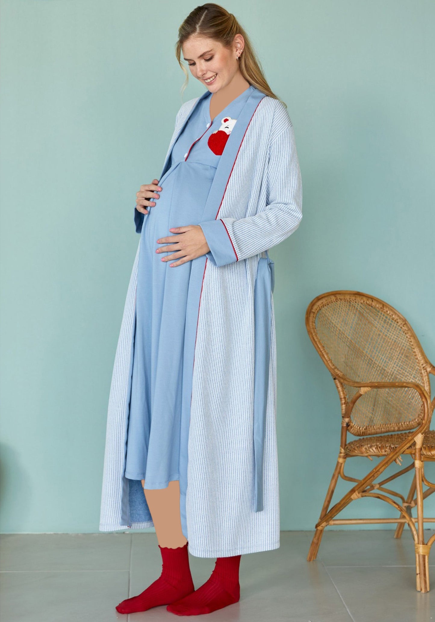 Maternal Long Nighty And Robe Set