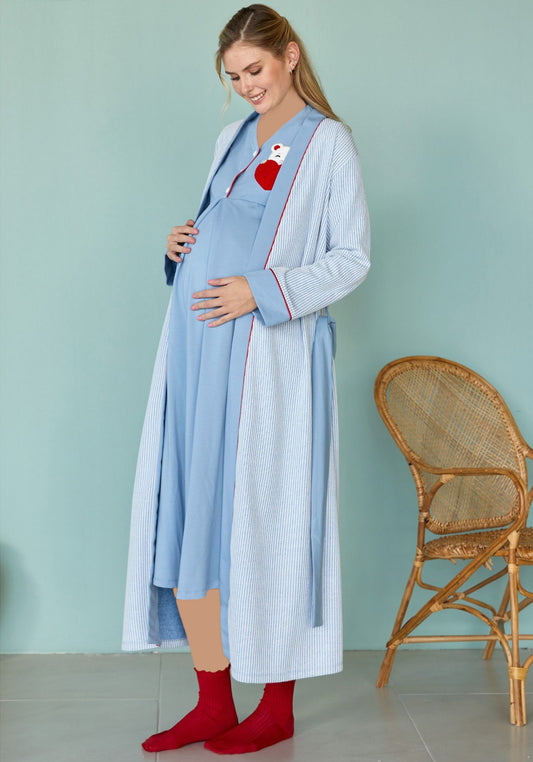 Maternal Long Nighty And Robe Set