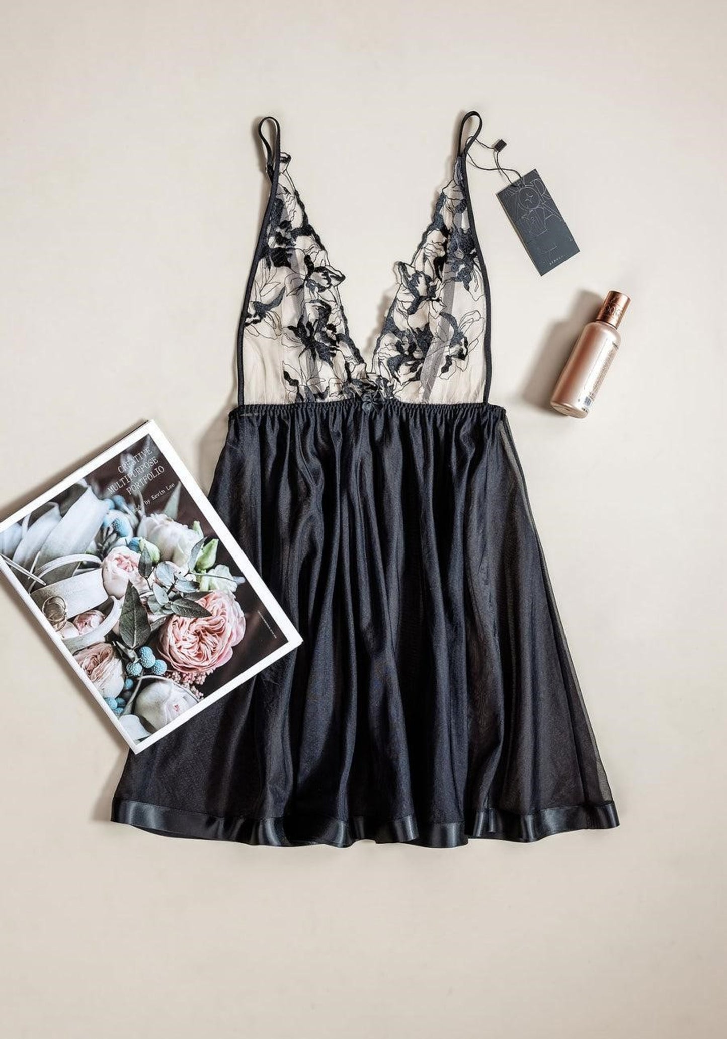 Babydoll: Shoulder Strap Light Lace Bra Chiffon Babydoll