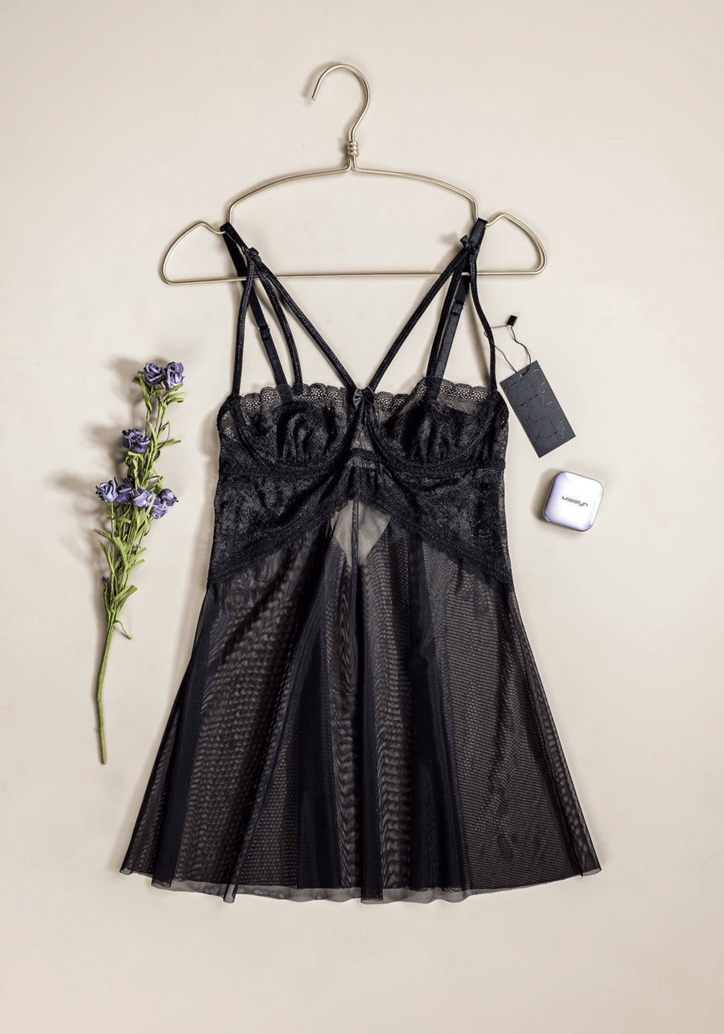 Babydoll: Shoulder Strap Underwire Balconette Lace Bra Toul Babydoll