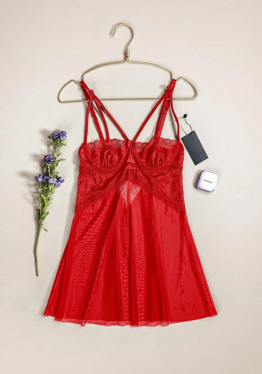 Babydoll: Shoulder Strap Underwire Balconette Lace Bra Toul Babydoll