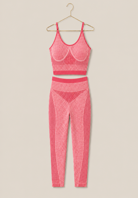 Sports Shaper Set: Shoulder Strap Sports Bra Top And Hi Waist Leggings Shaper