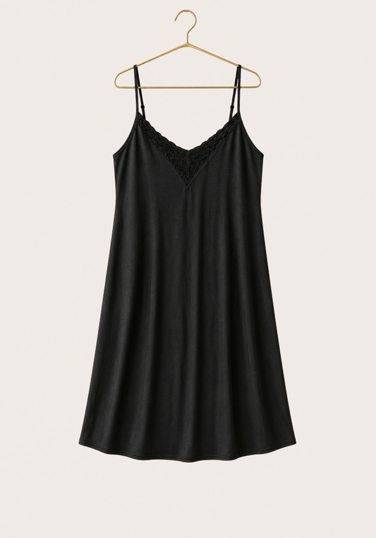 Modal Nighty: Shoulder Strap V-Lace Nighty