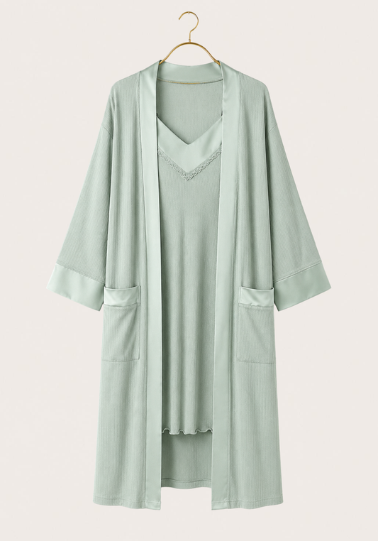 Viscose 2 Piece Robe Nightgown Set