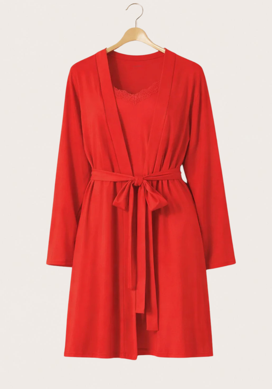 Shoulder Strap Nighty And Short Robe (100% Viscose)