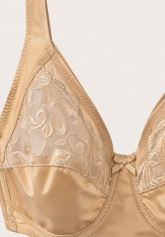 Basic Bra: Daily Wide Strap Unpadded Half Laced Cup Bra