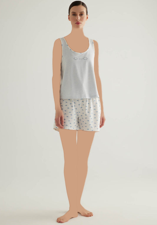 Cotton Sleeveless Top And Short Set