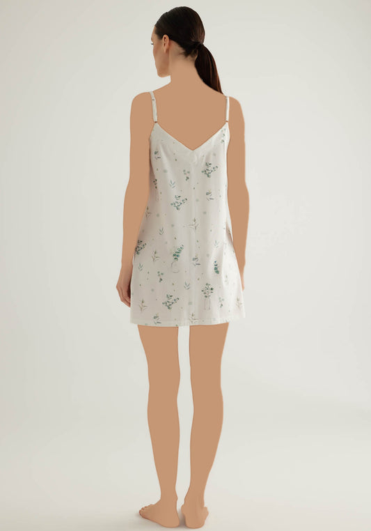 Cotton Button Shoulder Strap Nightgown