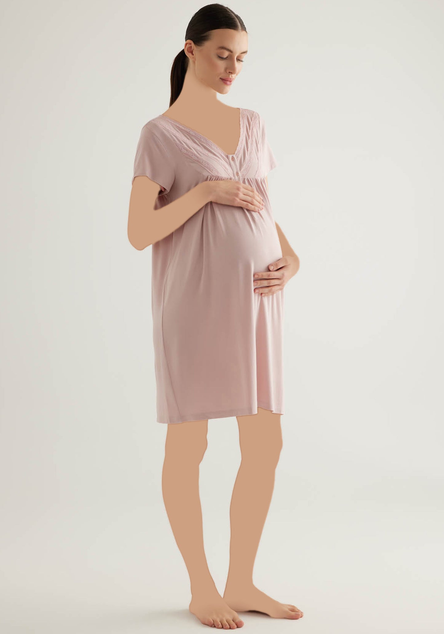 Cotton Maternal V-Neck Short Sleeve Nightgown