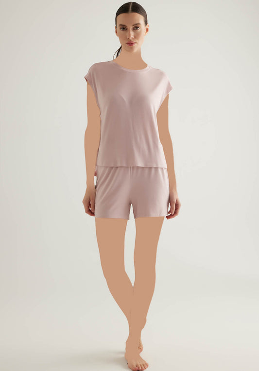 Cotton Short Sleeve Top And Short Set