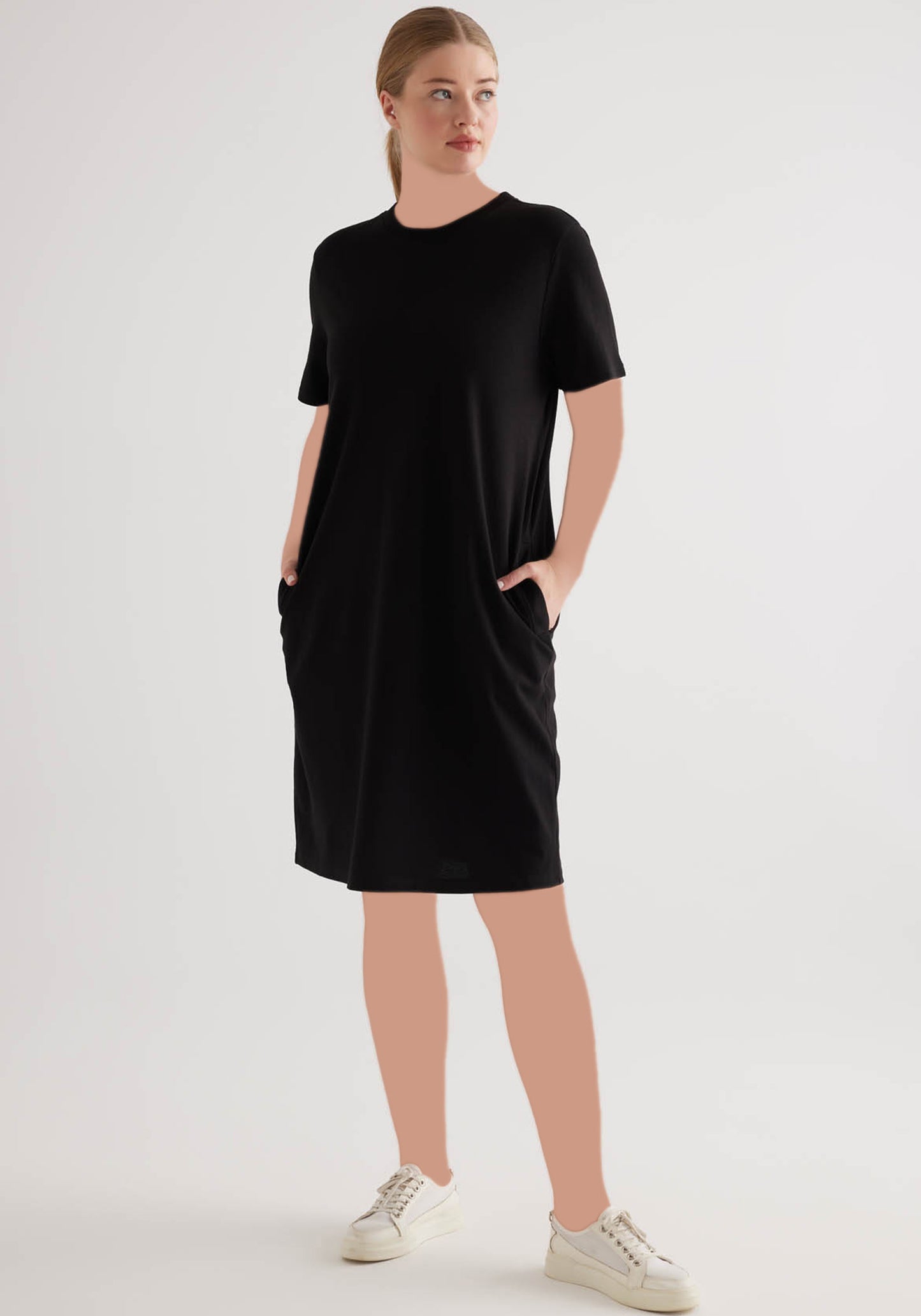 Cotton Pique Plus Size Pocket Short Sleeve Dress