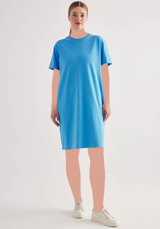 فستان بيكيه قطني بأكمام قصيرة وجيب مقاس كبير