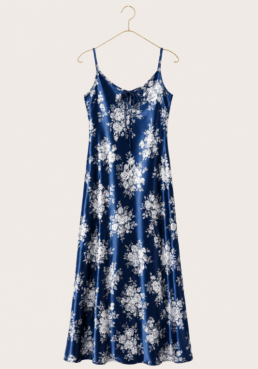 Satin Long Printed Nighty