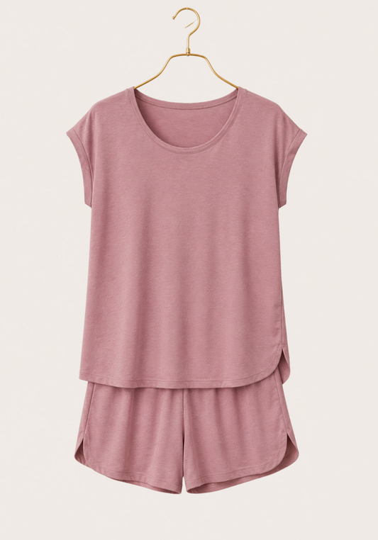 Viscose Lycra Short Sleeve Top And Short Set