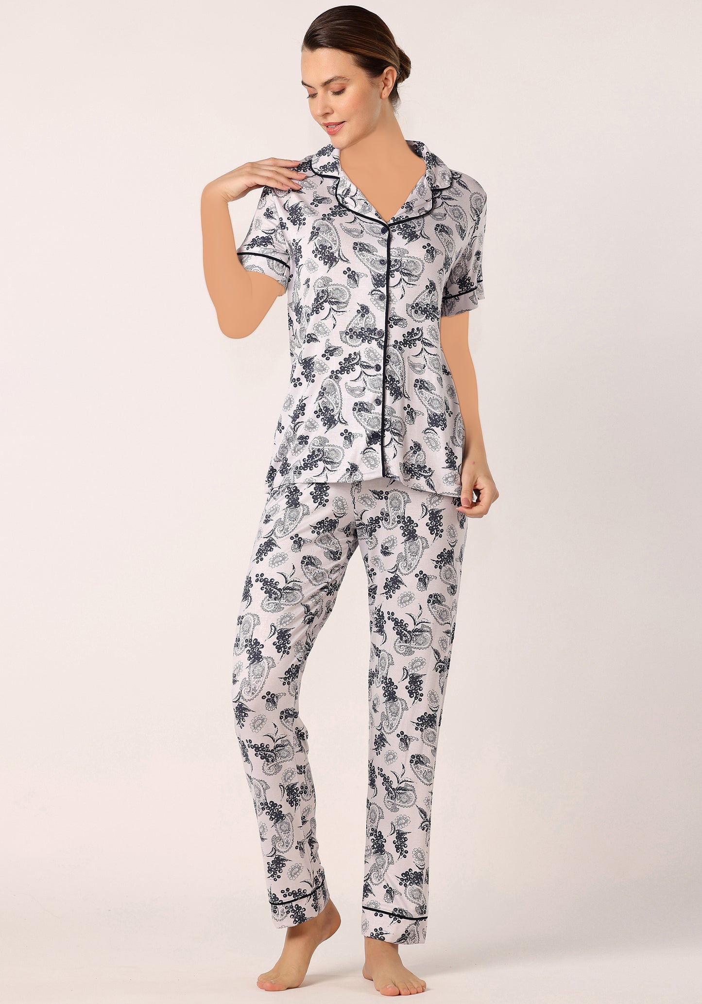 S&L Collar Button Short Sleeve Pajama