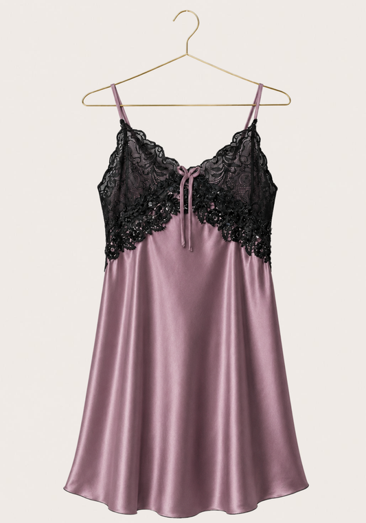 Satin Babydoll: Shoulder Strap With Dantel Cups And Applique Under Cups