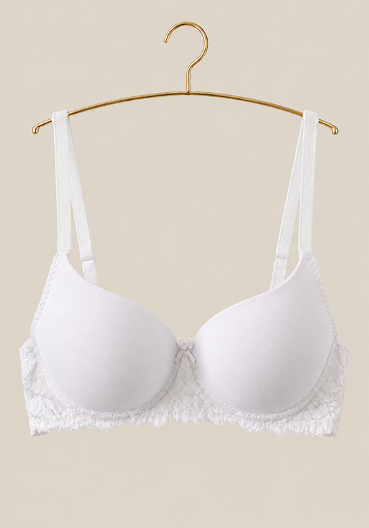 Basic Bra: Daily Padded Bra With Dantel Under The Cups