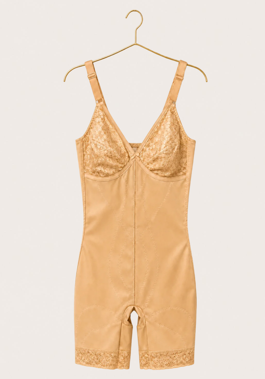 Corset: Wide Shoulder Strap Lace Cup Full Body Suite Shorts Corset With Lace Details