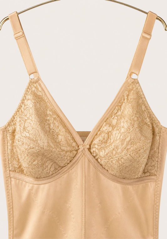 Corset: Wide Shoulder Strap Lace Cup Full Body Suite Shorts Corset With Lace Details