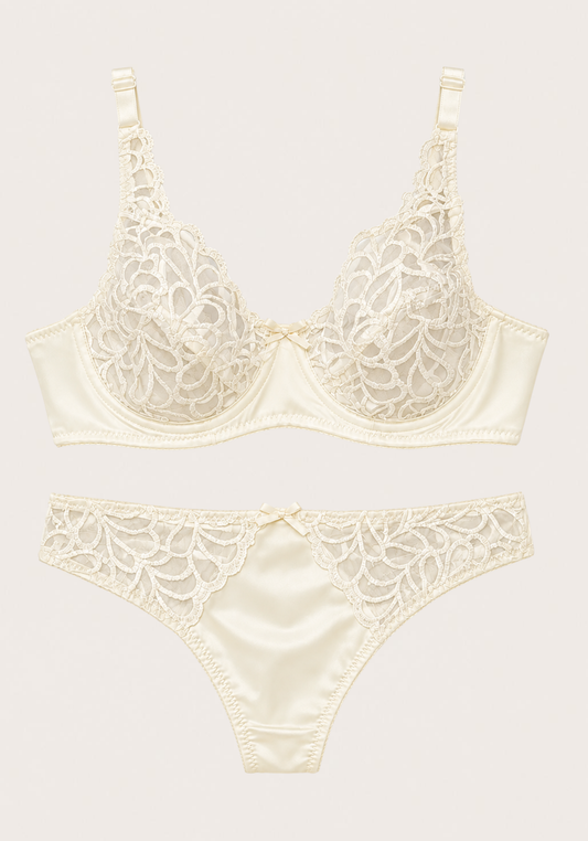 Bridal Bra Set: Full Dantel Cup Bra And Panty With Dantel Detail