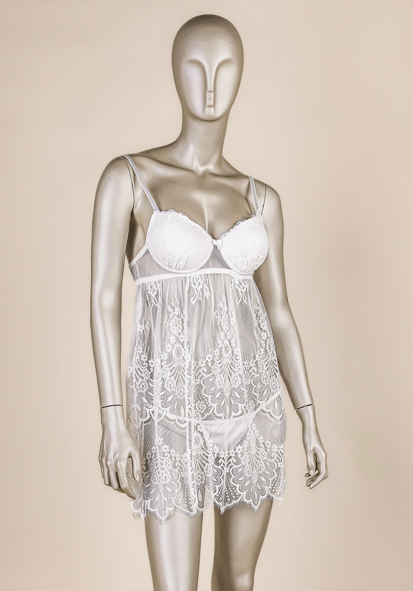 Bridal All Lace Padded Underwire Short Nighty And Robe Set