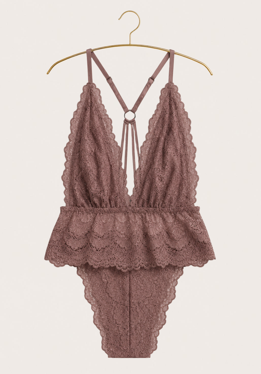 Lingerie Teddies: Full Dantel Bodysuit With Multiple Straps At The Back