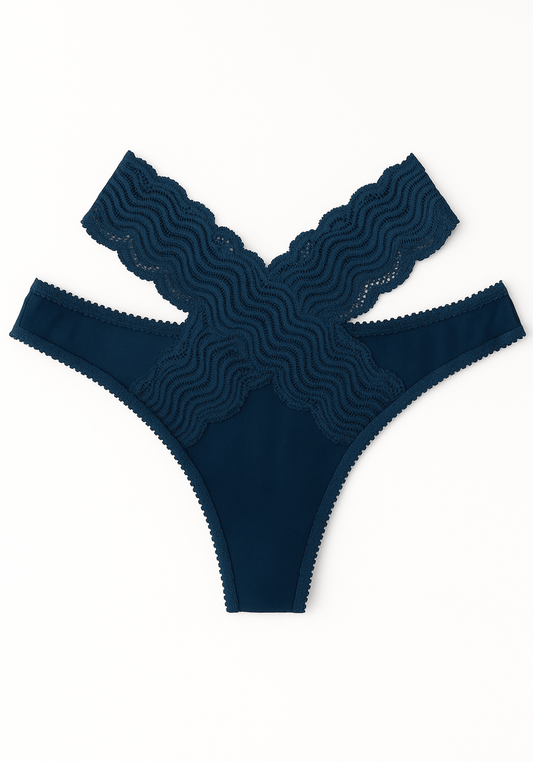 Front Back X-Lace Mesh Bikini