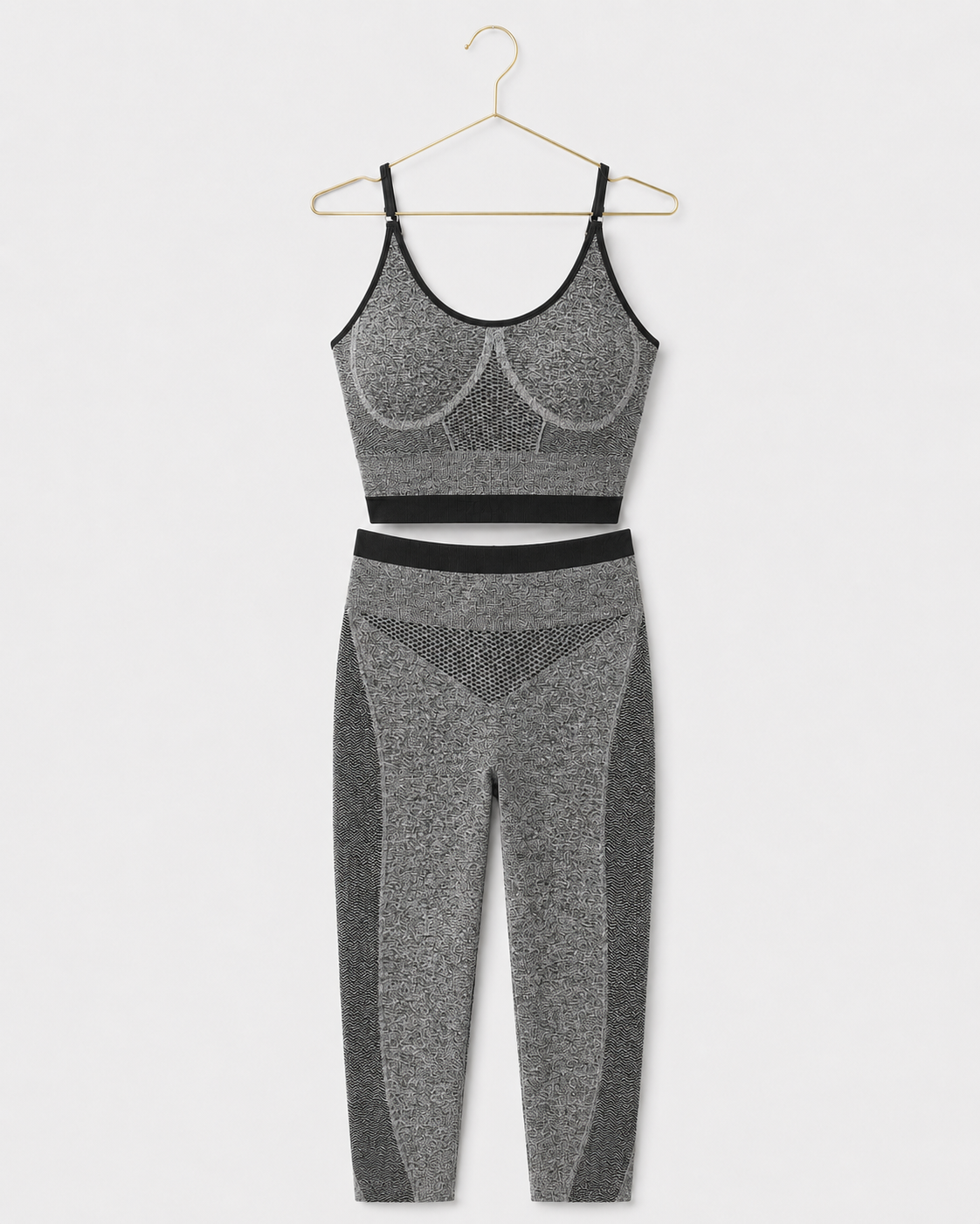 Sports Shaper Set: Shoulder Strap Sports Bra Top And Hi Waist Leggings Shaper