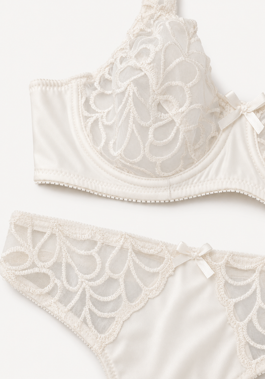 Bridal Bra Set: Full Dantel Cup Bra And Panty With Dantel Detail