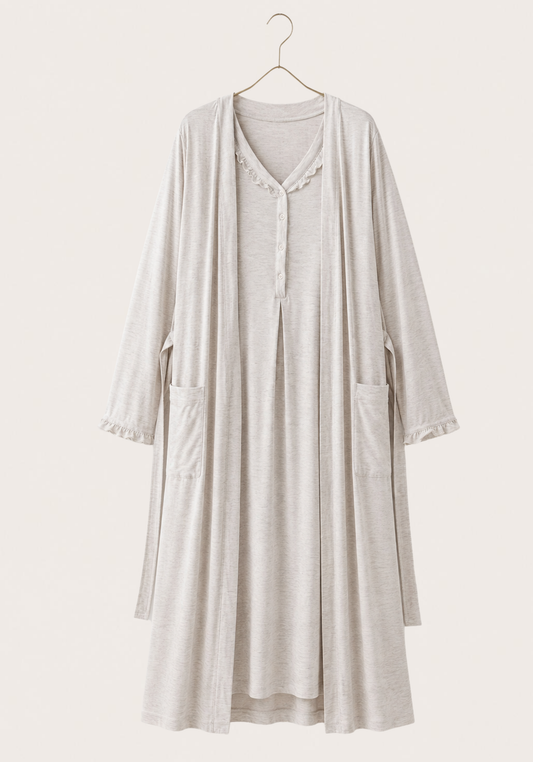 Maternal 2 Piece Long Robe And Nightgown Set