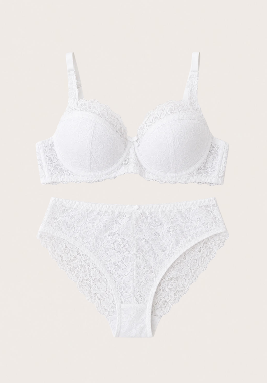 Bra Set: Half Padded Lace Bra With Panty