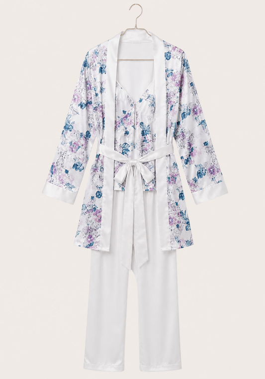 Satin 3 Pieces Printed Pajama