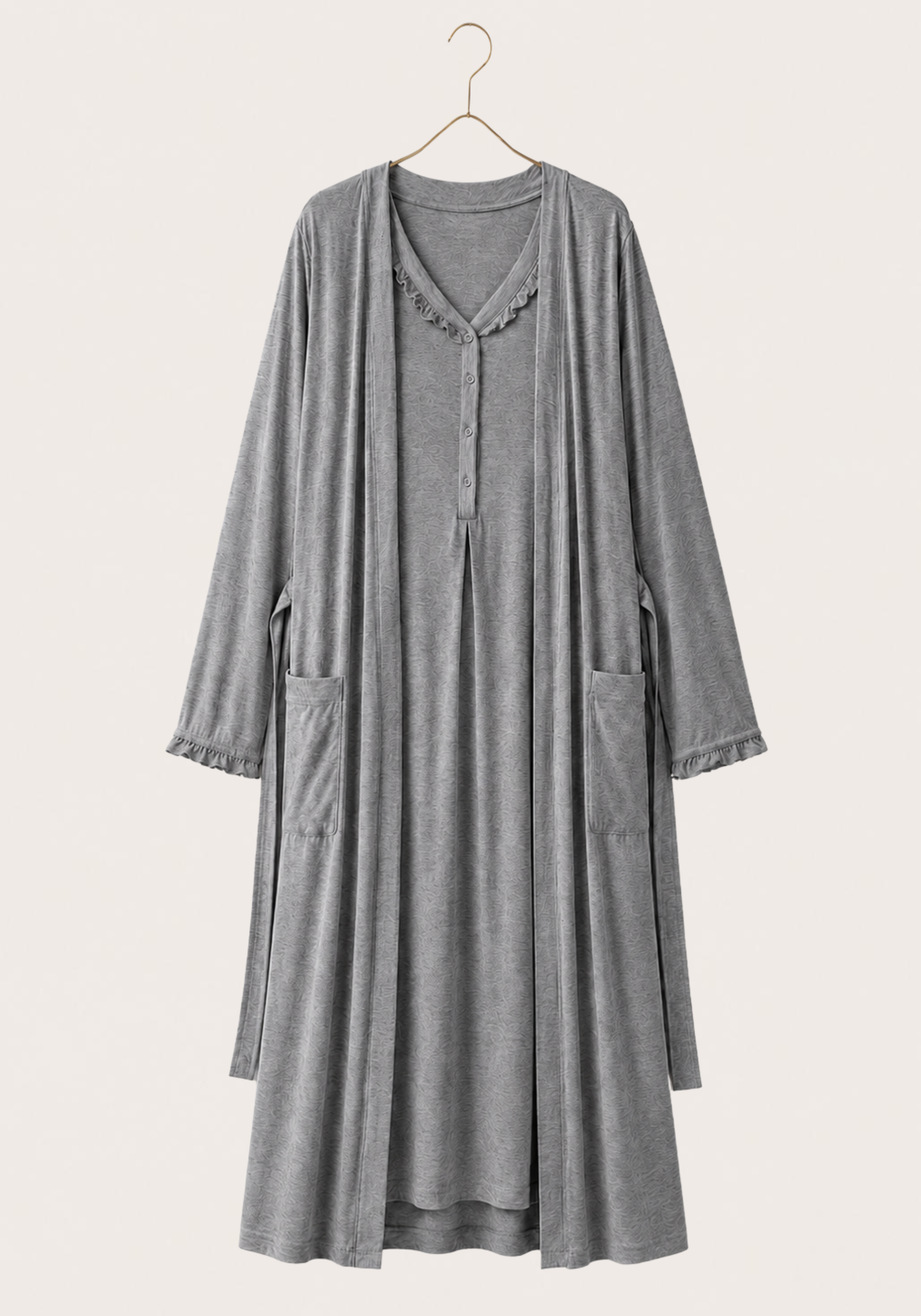 Maternal 2 Piece Long Robe And Nightgown Set