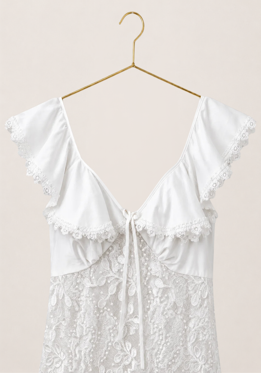 Bridal Babydoll: Full Dantel With Satin Babydoll