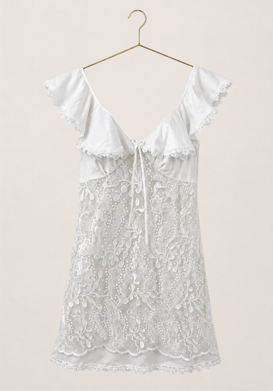 Bridal Babydoll: Full Dantel With Satin Babydoll