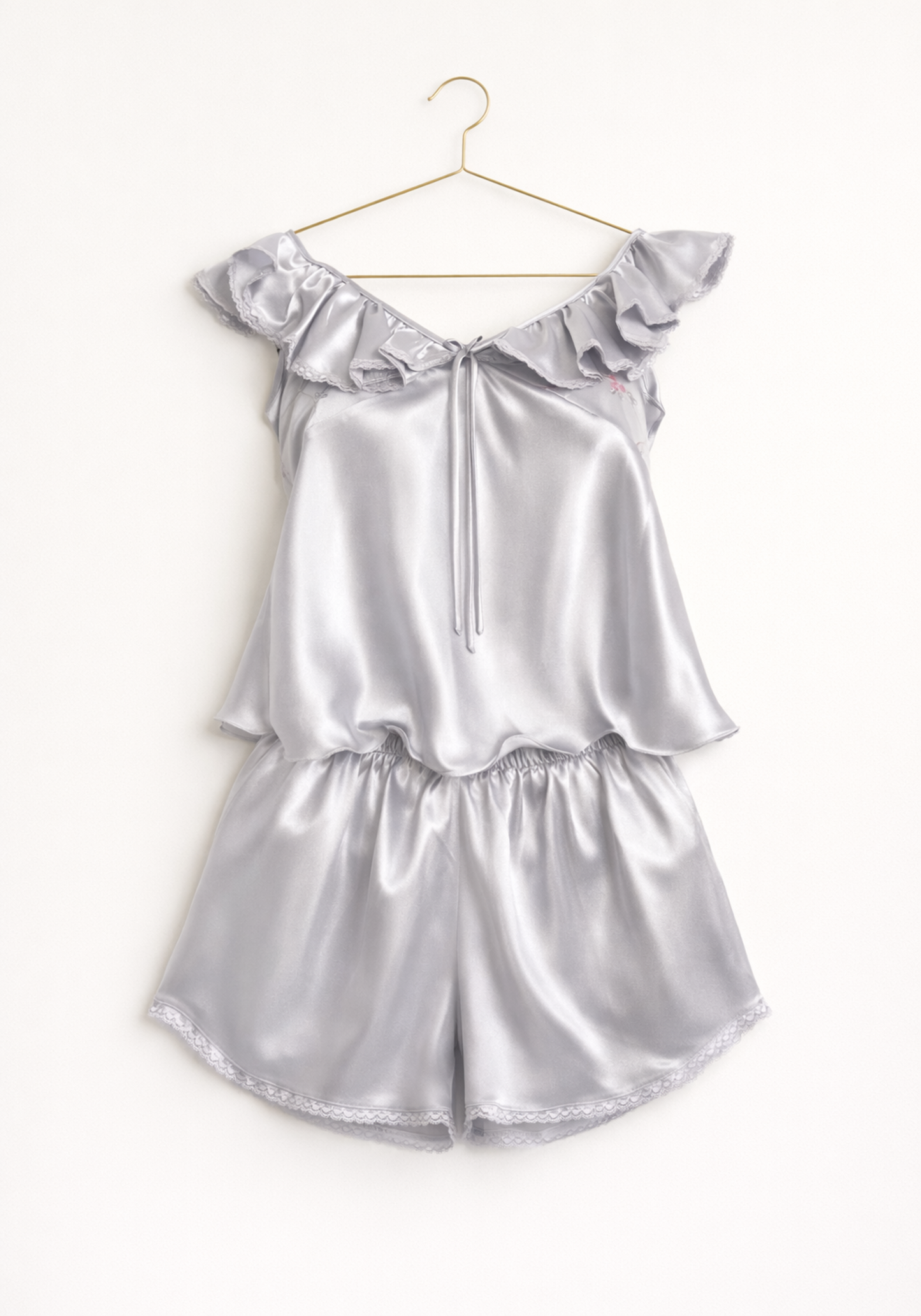 Satin Short Set: Top And Shorts