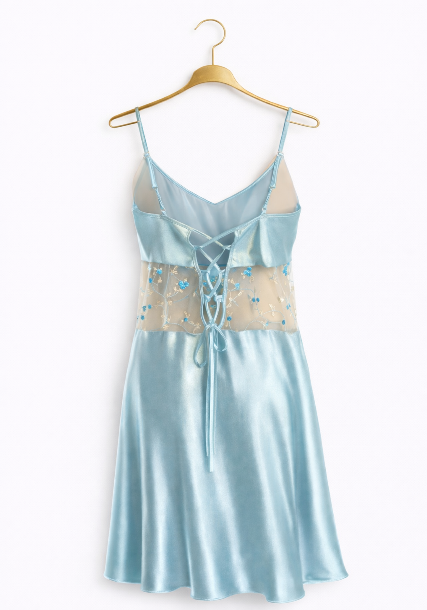 Satin Shoulder Strap Nighty With Lace And Robe