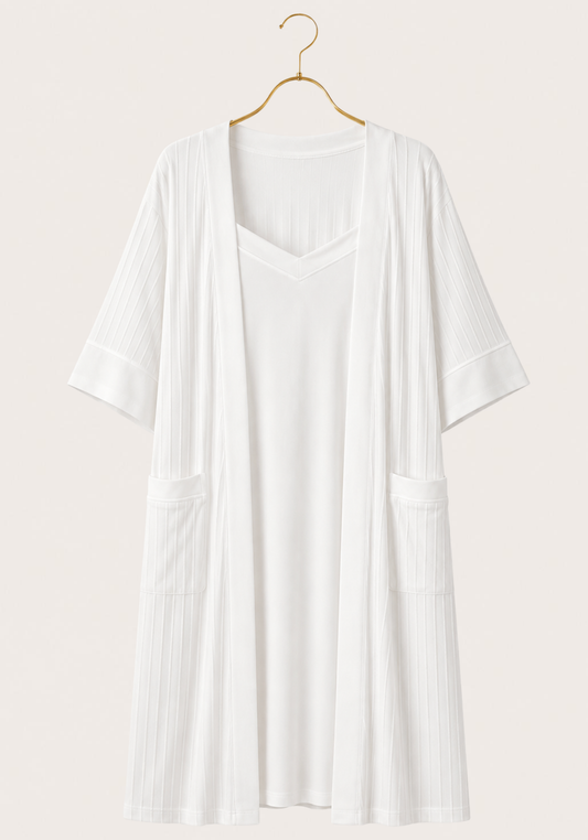Maternal 2 Pieces Jakar Striped Robe And Nighty Set