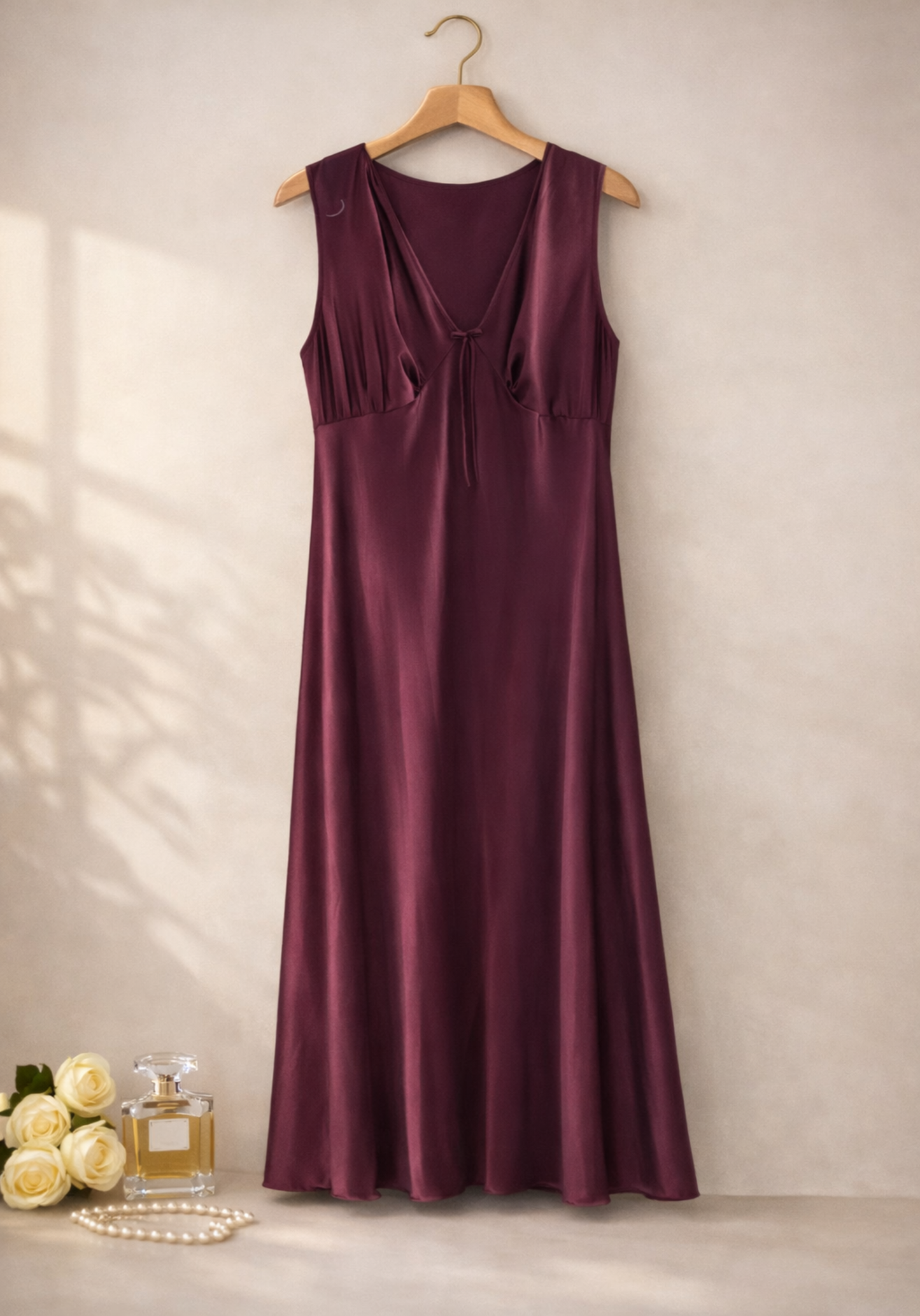 Velour Satin Robe Set: Velour Long Sleeve Long Robe And Satin Long Nighty