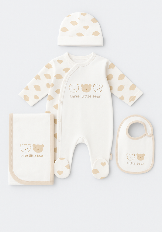 Baby Set Of 4: Romper, Cap, Banner, Blanket