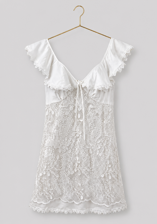 Bridal Babydoll: Full Dantel With Satin Babydoll