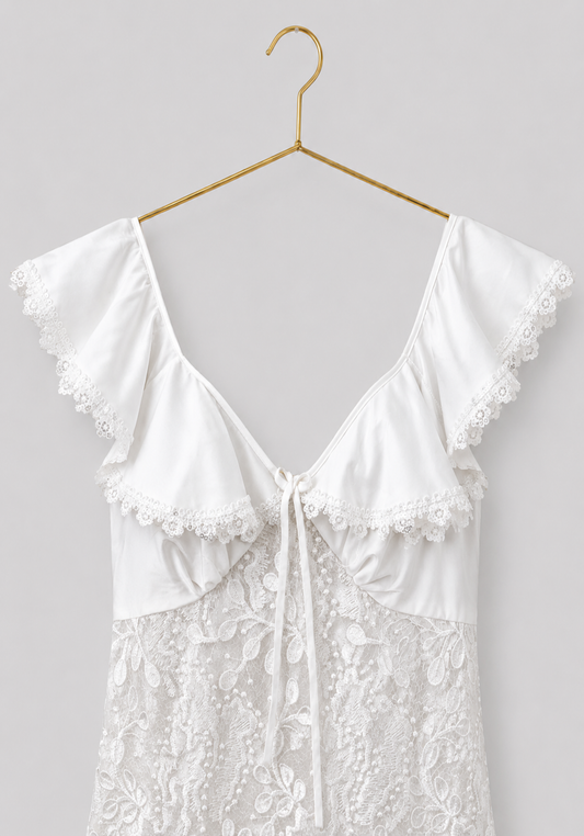 Bridal Babydoll: Full Dantel With Satin Babydoll