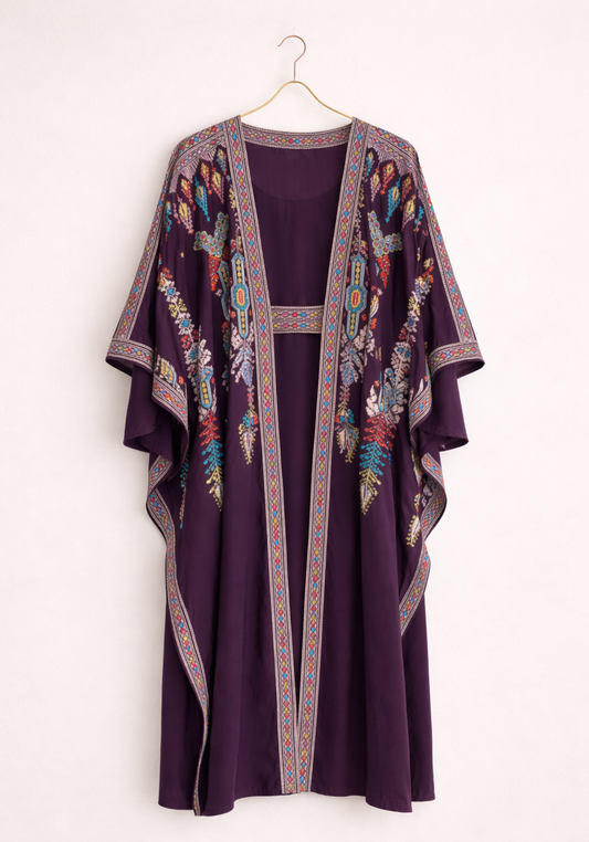 Long Sleeve Long Night Gown And Long Robe